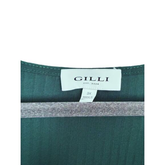 Gilli Green Ribbed Blouson Dress 3X V-Neck Long Ruffle Sleeve Holiday Christmas - Picture 5 of 6